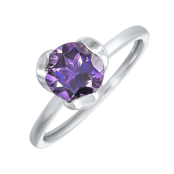 Solitaire Round Genuine Amethyst Ring Puckett's Fine Jewelry Benton, KY