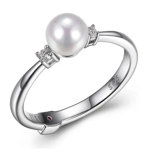 Elle Sterling Silver White Pearl and Cubic Zirconia Ring, Size 6 Puckett's Fine Jewelry Benton, KY