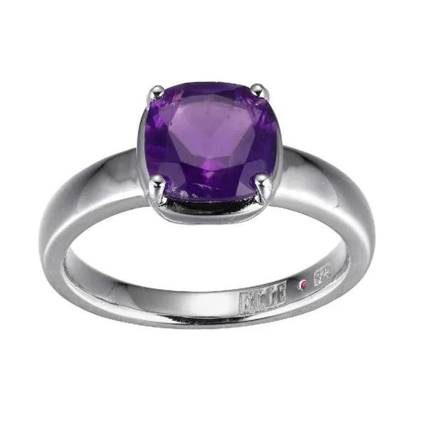 Elle Sterling Silver Ring With 8mm Cushion Cut Amethyst, Size 6 Puckett's Fine Jewelry Benton, KY