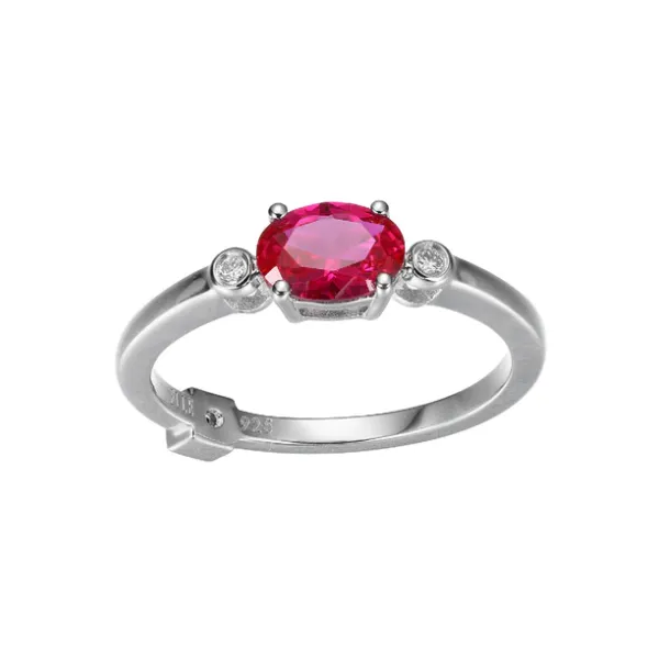 Elle Sterling Silver Ring With Lab Grown Ruby and Lab Grown Diamond, Size 7 Puckett's Fine Jewelry Benton, KY