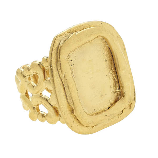 Susan Shaw Handcast Gold Adjustable Rectangle Ring Puckett's Fine Jewelry Benton, KY