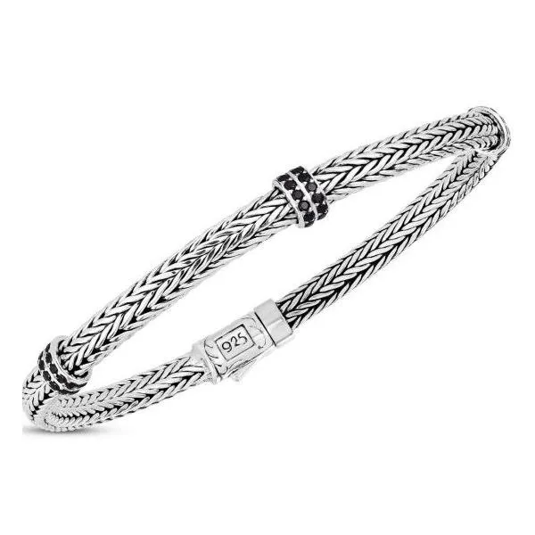 Phillip Gavriel Sterling Silver Black Spinel Mini Woven Bracelet Image 2 Puckett's Fine Jewelry Benton, KY