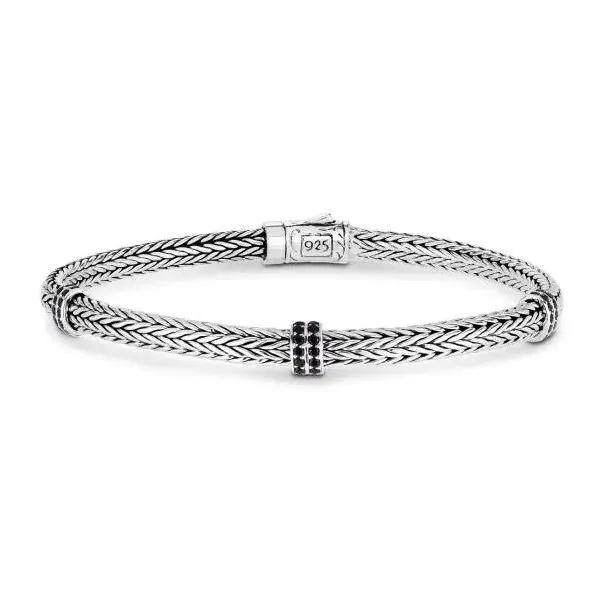 Phillip Gavriel Sterling Silver Black Spinel Mini Woven Bracelet Puckett's Fine Jewelry Benton, KY