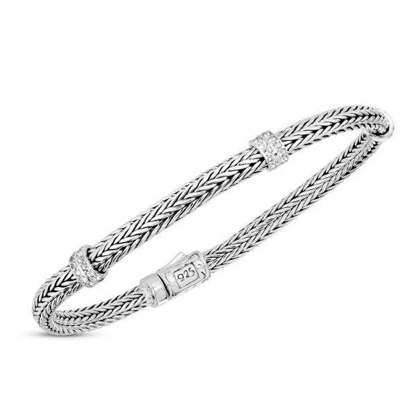 Phillip Gavriel Sterling Silver White Topaz Mini Woven Bracelet Image 2 Puckett's Fine Jewelry Benton, KY