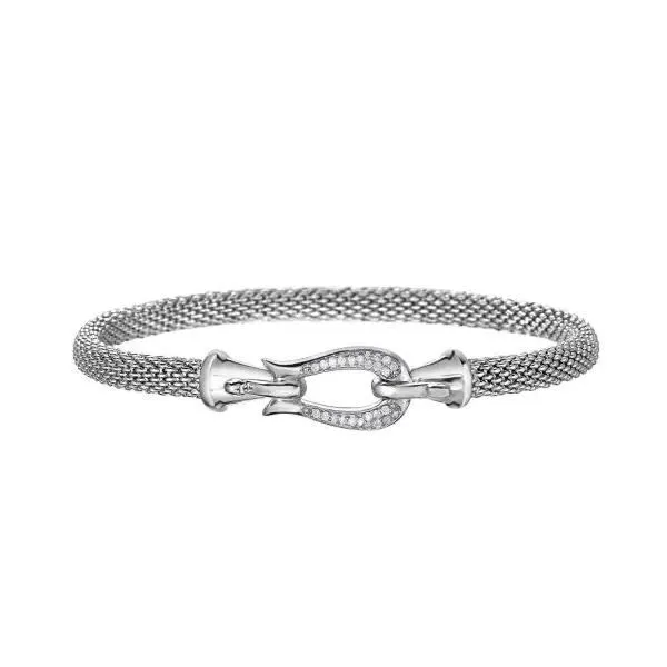Phillip Gavriel Thin Sterling Silver Popcorn Horsebit Bracelet With Diamonds Puckett's Fine Jewelry Benton, KY