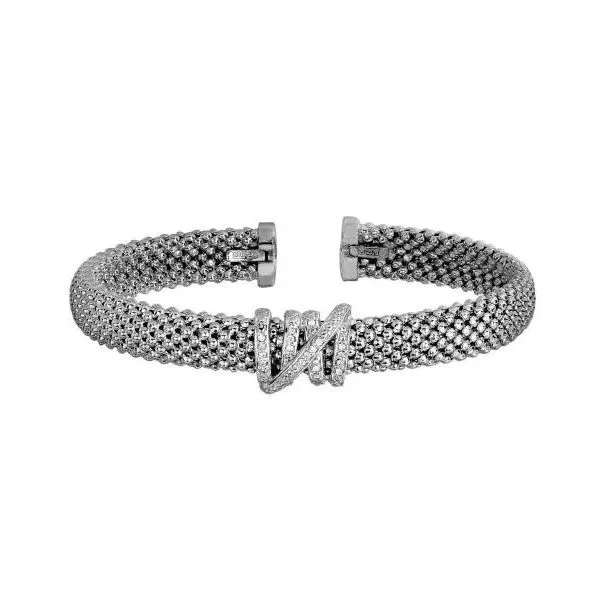 Phillip Gavriel Sterling Silver Popcorn Diamond Tally Cuff Bangle Puckett's Fine Jewelry Benton, KY