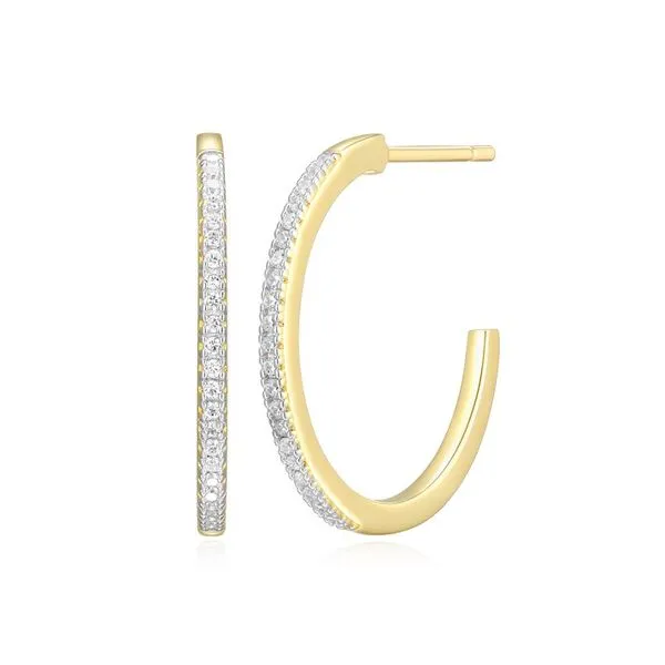 Monte Luna Large J-Hoop Stud Earrings in 14k Yellow Gold Plated Sterling Silver Puckett's Fine Jewelry Benton, KY