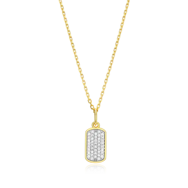 Monte Luna Hex Tag Pendant Necklace in 14k Yellow Gold Plated Sterling Silver Puckett's Fine Jewelry Benton, KY