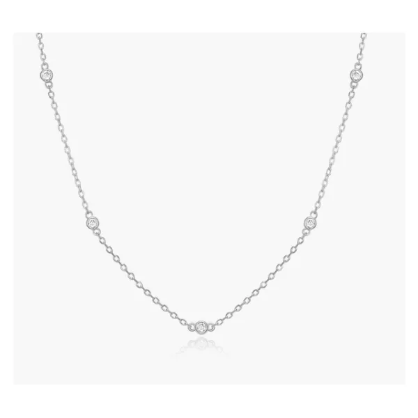 Monte Luna Bezel Station Necklace in Rhodium Plated Sterling Silver Puckett's Fine Jewelry Benton, KY