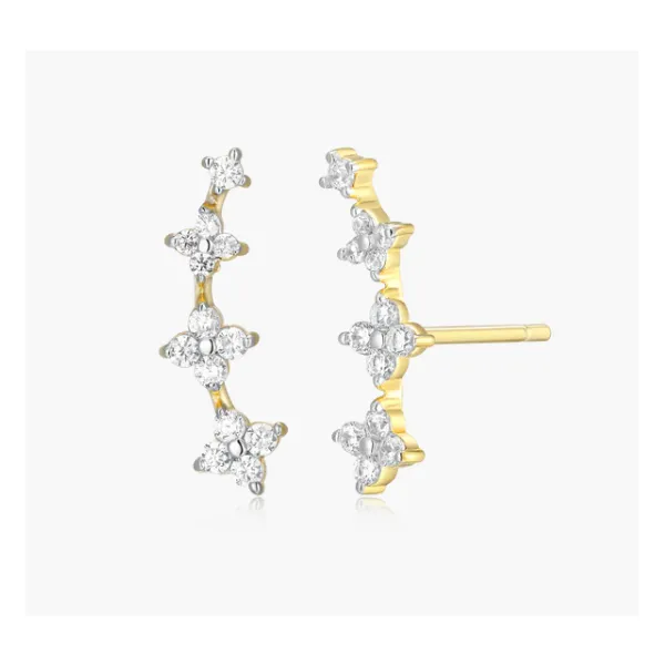 Monte Luna Floral Climber Stud Earrings in 14k Yellow Gold Plated Sterling Silver Puckett's Fine Jewelry Benton, KY