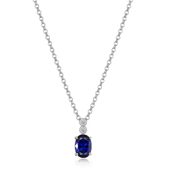 Elle Sterling Silver Necklace With Created Sapphire and Lab Grown Diamond Puckett's Fine Jewelry Benton, KY