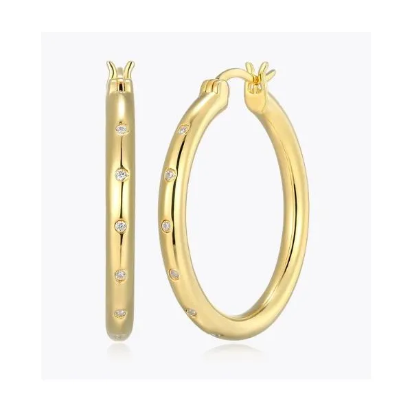 Monte Luna Classic Bezel-Set Lab-Created Diamond Hoop Earrings Puckett's Fine Jewelry Benton, KY