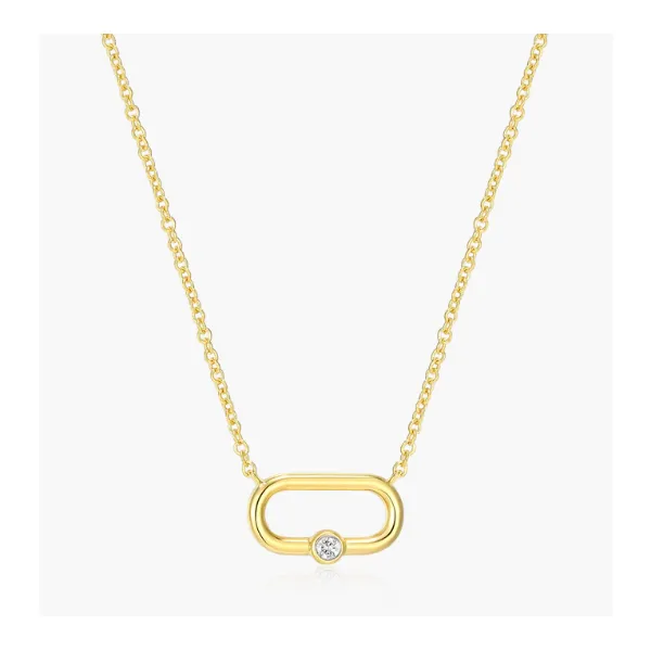 Monte Luna Paperclip & Lab-Created Diamond Accent Pendant Necklace in 14K Yellow Gold-Plated Sterling Silver Puckett's Fine Jewelry Benton, KY