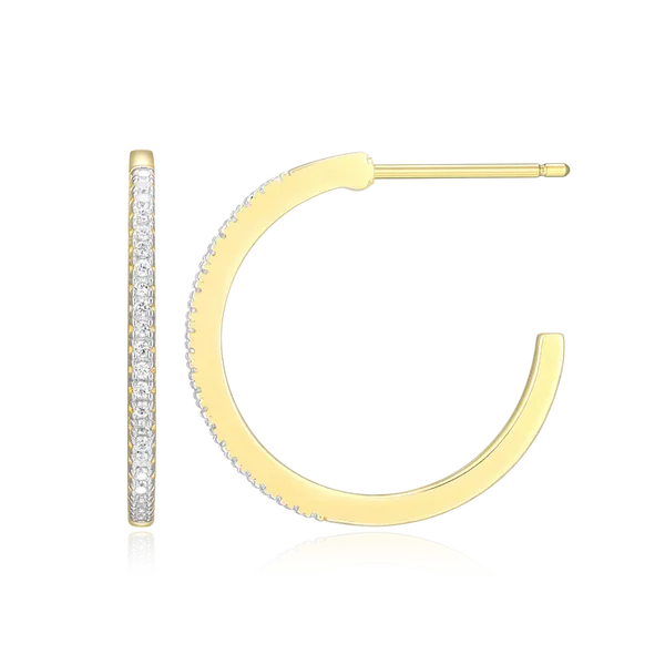 Monte Luna Large J-Hoop Stud Earrings in 14k Yellow Gold Plated Sterling Silver Image 2 Puckett's Fine Jewelry Benton, KY
