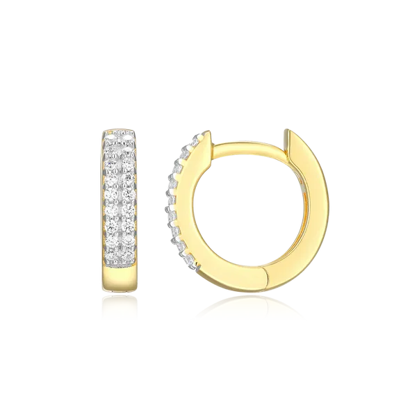 Monte Luna Double Row Hoop Earrings in 14k Yellow Gold Plated Sterling Silver Image 2 Puckett's Fine Jewelry Benton, KY