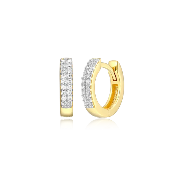Monte Luna Double Row Hoop Earrings in 14k Yellow Gold Plated Sterling Silver Puckett's Fine Jewelry Benton, KY
