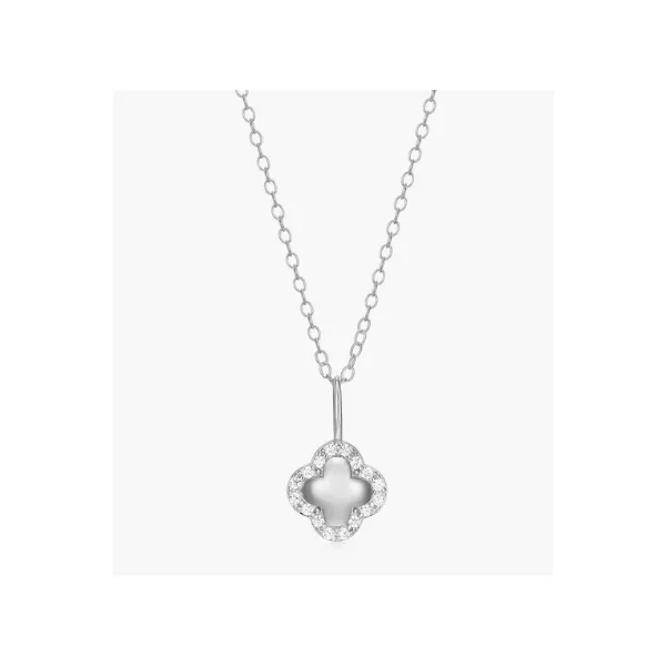 Monte Luna Sterling Silver Clover Pendant With Lab Grown Diamond Frame, G-H, SI, .09CT TWT, 16-18" Puckett's Fine Jewelry Benton, KY