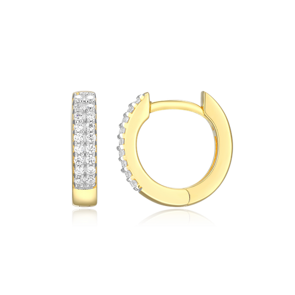 Monte Luna Double Row Hoop Earrings in 14k Yellow Gold Plated Sterling Silver Image 2 Puckett's Fine Jewelry Benton, KY