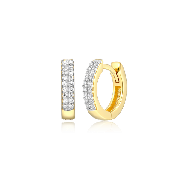 Monte Luna Double Row Hoop Earrings in 14k Yellow Gold Plated Sterling Silver Puckett's Fine Jewelry Benton, KY