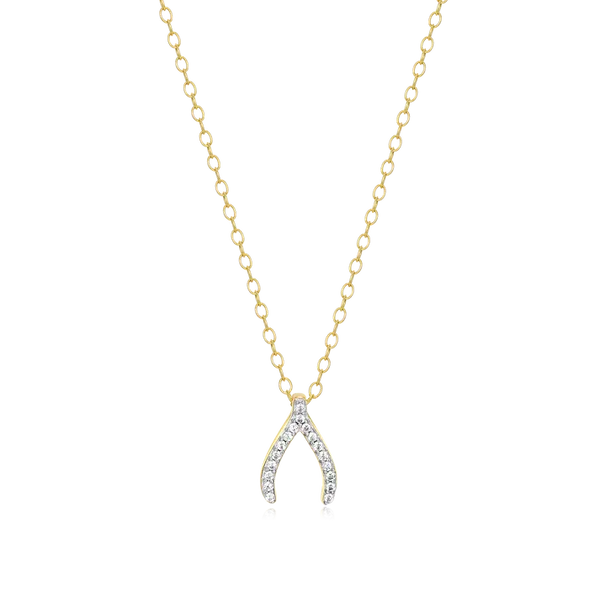 Monte Luna Wishbone Pendant Necklace in 14k Yellow Gold Plated Sterling Silver Puckett's Fine Jewelry Benton, KY