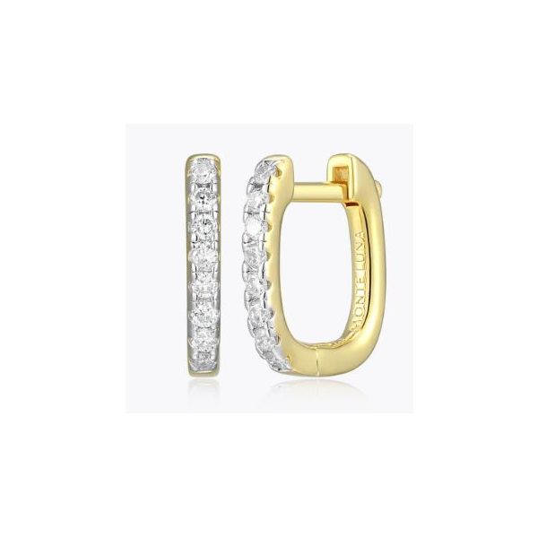Monte Luna Sterling/Yellow Gold Plated Lab Grown Diamond Hoops, Squared-Style, G-H, SI, .14CT TWT Puckett's Fine Jewelry Benton, KY