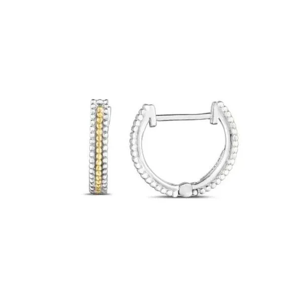 Phillip Gavriel Sterling Silver & 18K Yellow Gold Popcorn Huggie Hoops with Snap Clasp Puckett's Fine Jewelry Benton, KY