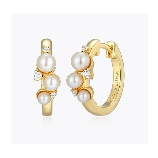 Monte Luna Scattered Genuine Pearl and Lab-Created Diamond Huggie Earrings Puckett's Fine Jewelry Benton, KY