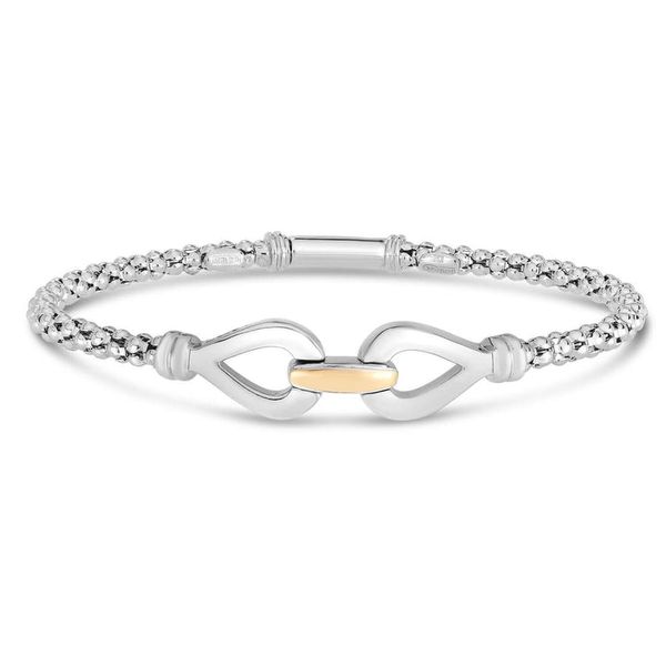 Phillip Gavriel Sterling Silver & 18K 3mm Infinity Popcorn Bangle, 7.25" Puckett's Fine Jewelry Benton, KY