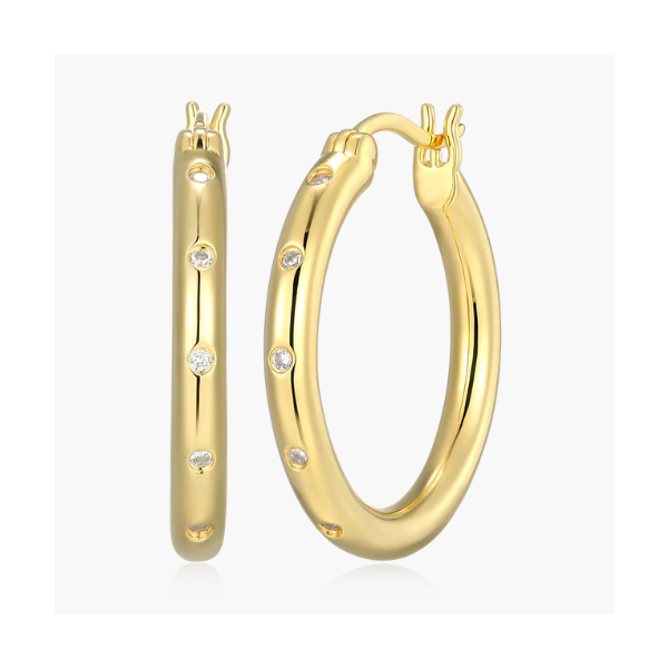 Monte Luna Bold Bezel-Set Lab-Created Diamond Hoop Earrings Puckett's Fine Jewelry Benton, KY