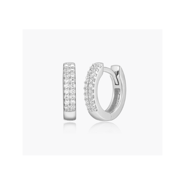 Monte Luna Double Row Hoop Earrings in Rhodium Plated Sterling Silver Puckett's Fine Jewelry Benton, KY