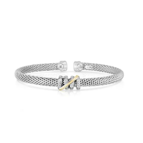 Phillip Gavriel Small Diamond Tally Cuff Bracelet in Sterling Silver & 18K Puckett's Fine Jewelry Benton, KY