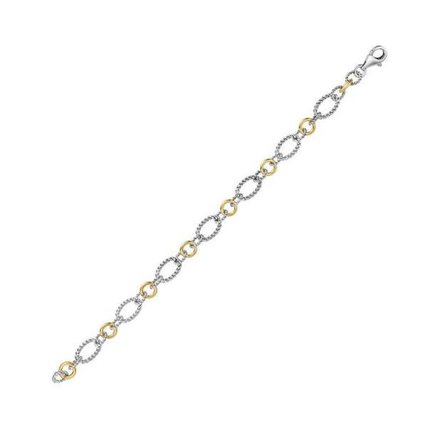 Phillip Gavriel Sterling Silver & 18K Gold Cable Link Bracelet Image 2 Puckett's Fine Jewelry Benton, KY