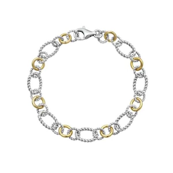 Phillip Gavriel Sterling Silver & 18K Gold Cable Link Bracelet Puckett's Fine Jewelry Benton, KY