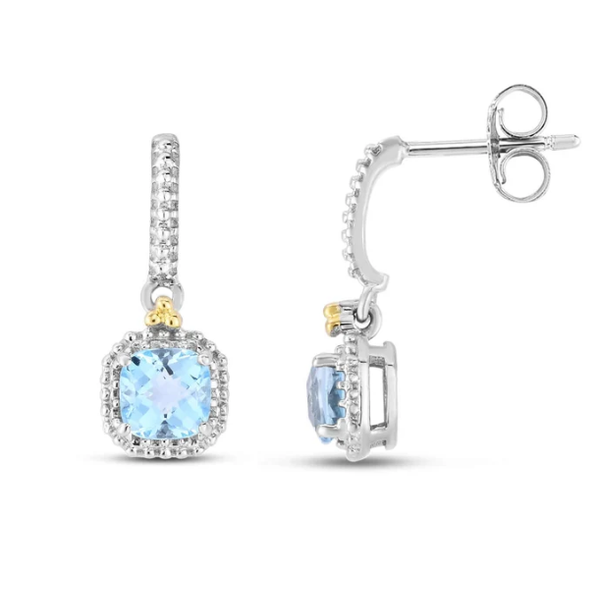 Phillip Gavriel Silver & 18K Gold Mini Blue Topaz Drop Earrings Puckett's Fine Jewelry Benton, KY