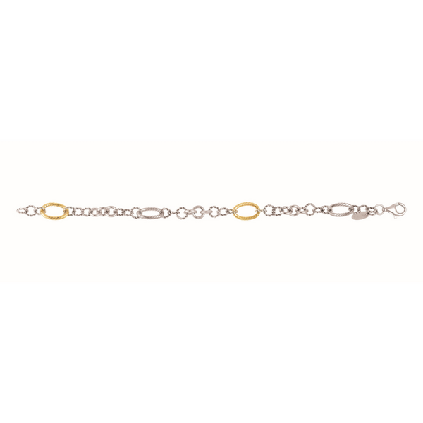 Phillip Gavriel Sterling Silver and 18K Silver and Oval Link Bracelet With Lobster Clasp, 7.5" Puckett's Fine Jewelry Benton, KY