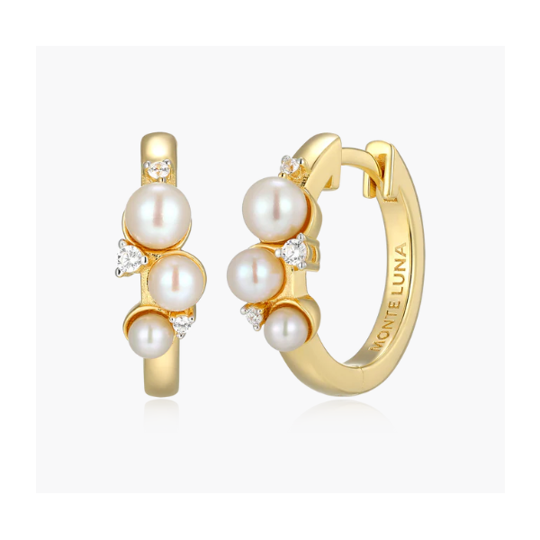 Monte Luna Scattered Genuine Pearl and Lab-Created Diamond Huggie Earrings Puckett's Fine Jewelry Benton, KY