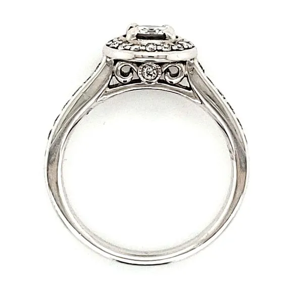 18K White Gold Beaded Halo Diamond Engagement Ring Quality Gem LLC Bethel, CT