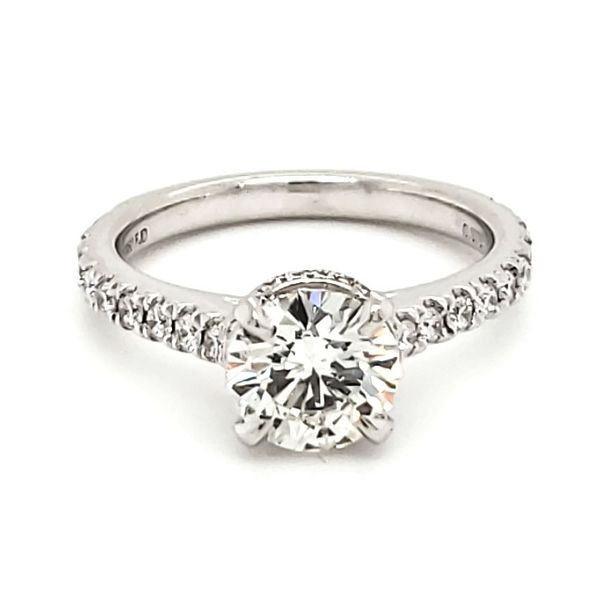 Platinum Hidden Halo 1.28 Carat Diamond Engagement Ring Quality Gem LLC Bethel, CT