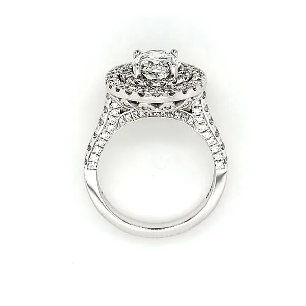 14K White Gold Double Halo Oval Diamond Ring Image 5 Quality Gem LLC Bethel, CT