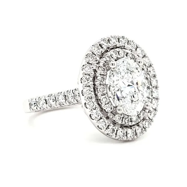 14K White Gold Double Halo Oval Diamond Ring Quality Gem LLC Bethel, CT
