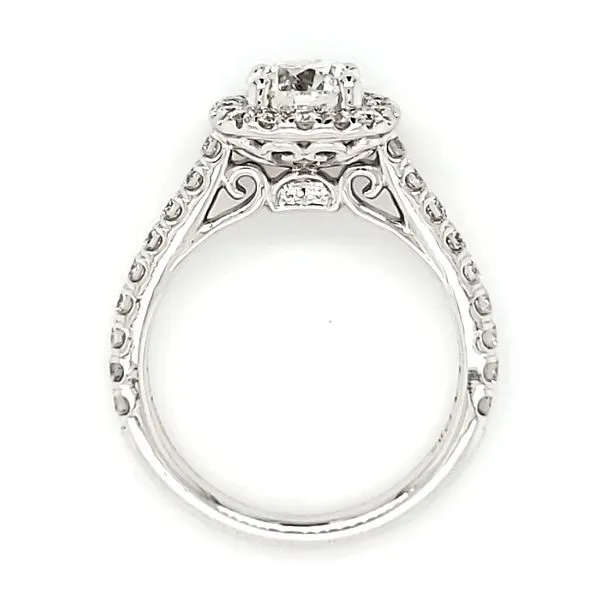 14K White Gold 1 Carat Round Billiant Diamond With Cushion Halo Engagement Ring Image 4 Quality Gem LLC Bethel, CT