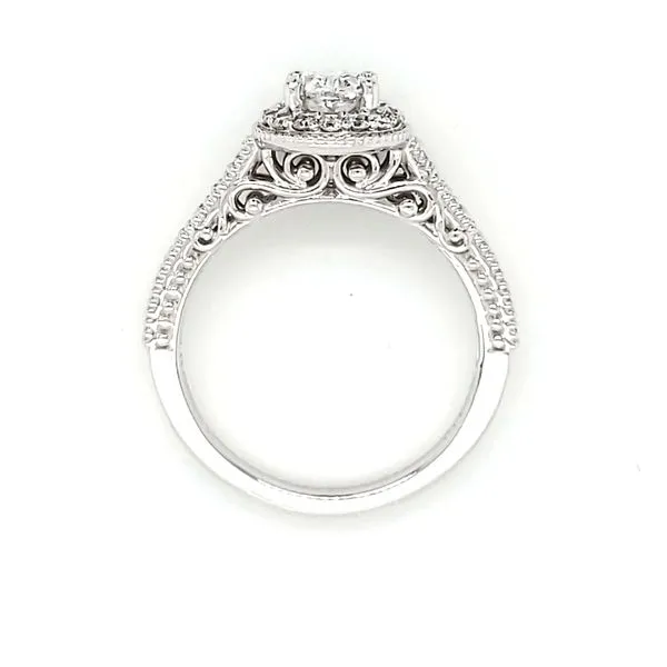 14K White Gold Oval Diamond Milgrain Halo Engagement Ring Image 4 Quality Gem LLC Bethel, CT