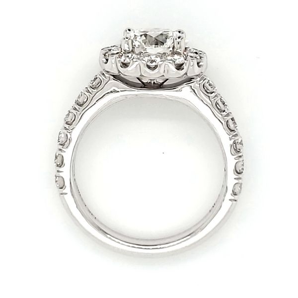14K White Gold 1.64 Carat Round Brilliant Diamond Halo Engagement Ring Image 4 Quality Gem LLC Bethel, CT