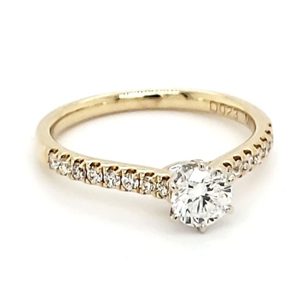 14K Yellow Gold 0.49 Carat Round Brilliant Diamond Engagement Ring Image 2 Quality Gem LLC Bethel, CT