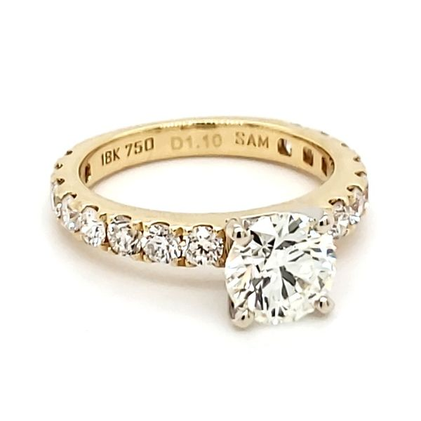 18K Yellow Gold 1.43 Carat Round Brilliant Diamond Engagement Ring Image 2 Quality Gem LLC Bethel, CT
