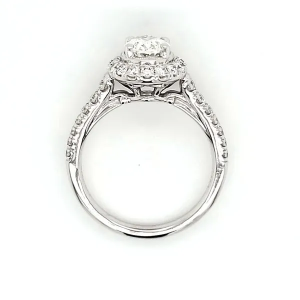 14K White Gold 1 Carat Oval Diamond Halo Engagement Ring Image 4 Quality Gem LLC Bethel, CT