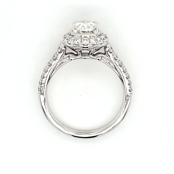 14K White Gold 1 Carat Oval Diamond Halo Engagement Ring Image 4 Quality Gem LLC Bethel, CT