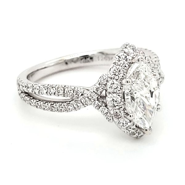 14K White Gold Marquise Halo Diamond Engagement Ring Image 2 Quality Gem LLC Bethel, CT