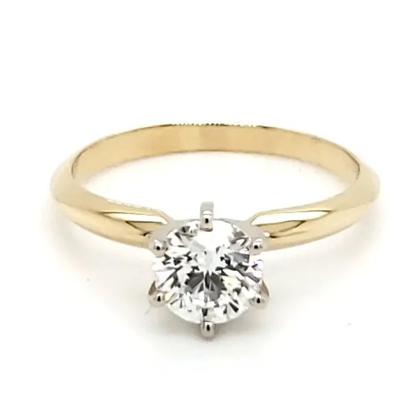 14K Yellow Gold Six Prong Solitaire 0.81 Carat Round Brilliant Diamond Engagement Ring Quality Gem LLC Bethel, CT