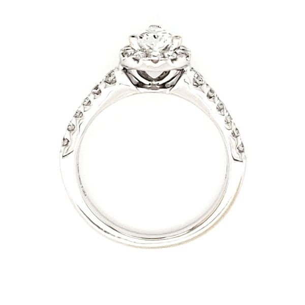 14K White Gold Pear Halo Diamond Engagement Ring Image 3 Quality Gem LLC Bethel, CT